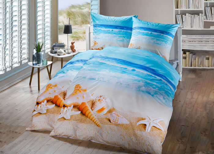 Beddengoedset met strandmotief 