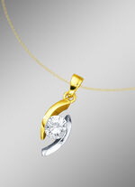 Klassieke solitaire hanger in bicolor met diamant 