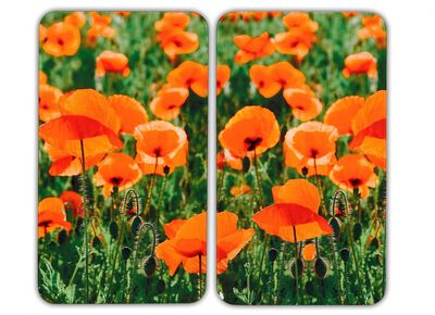 Fornuisafdekplaten met klaprozenveld-motief, set van 2 