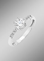 Hoogglansdamesring met synth. zirkonia 