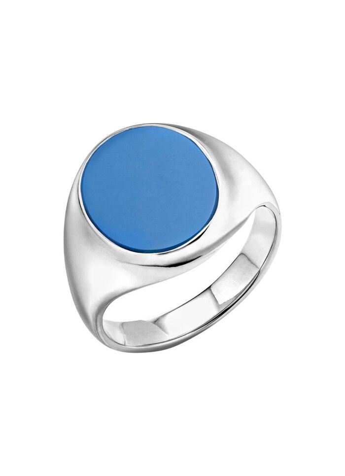 Herenring van zilver met gelaagde steen 