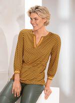 Shirt met effectief decoratief lint aan de V-hals in 2 kleuren 