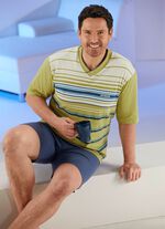 Shortama met V-hals en ringmotief voorzijde 