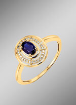 Damesring met saffier en diamanten 