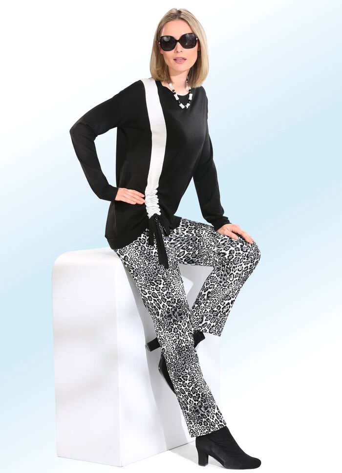 Jacquardbroek met trendy luipaarddessin 