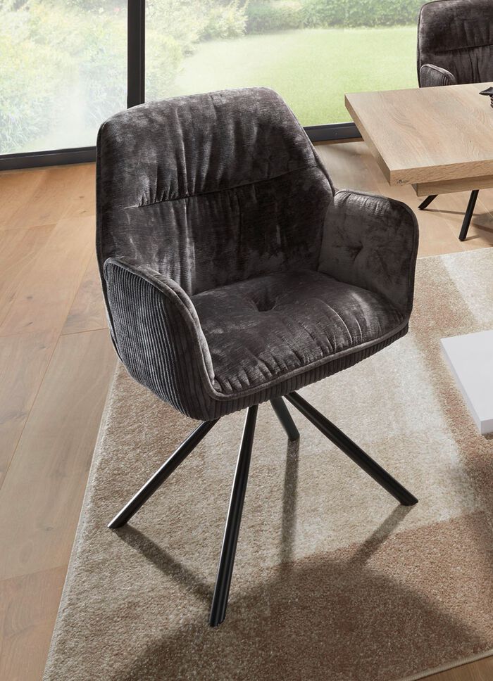 Fauteuil, set van 2, in XXL zitbreedte ANTRACIET-ZWART