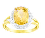 Damesring met echte citrien en diamanten 
