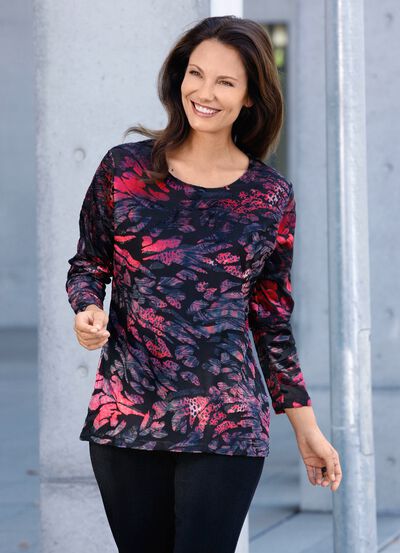 Shirt met onderliggende zwarte bies 