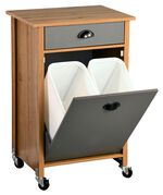 Keukentrolley met huisvuilsorteersysteem EIKENHOUT-GRAFIET