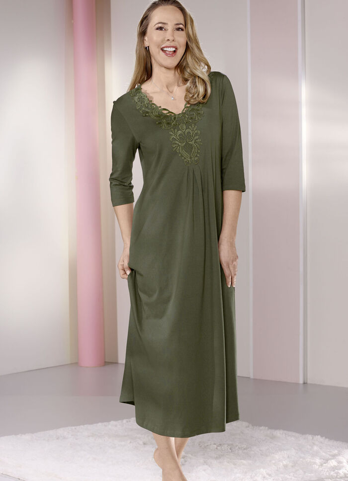 Nachthemd met kantmotief, enkellang OLIJF