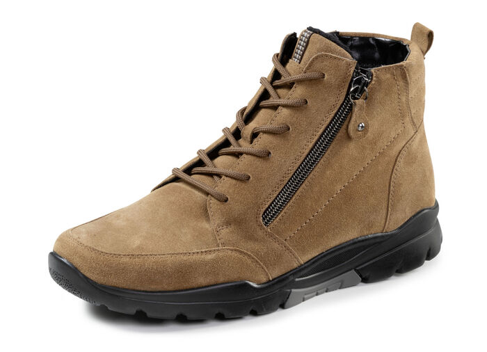 Waldläufer, gevoerde dames enkellaarsjes, winterschoenen, breedte H, met uitneembaar voetbed COGNAC