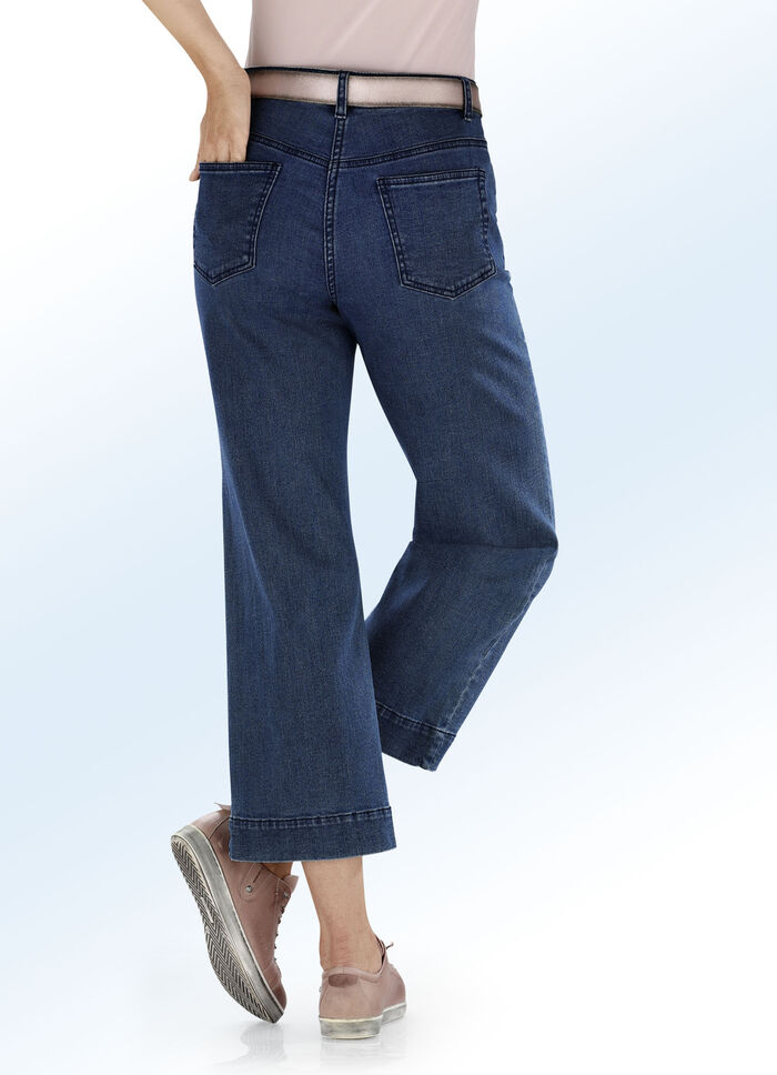 Jeans culottes in 5-pocket model DONKERBLAUW