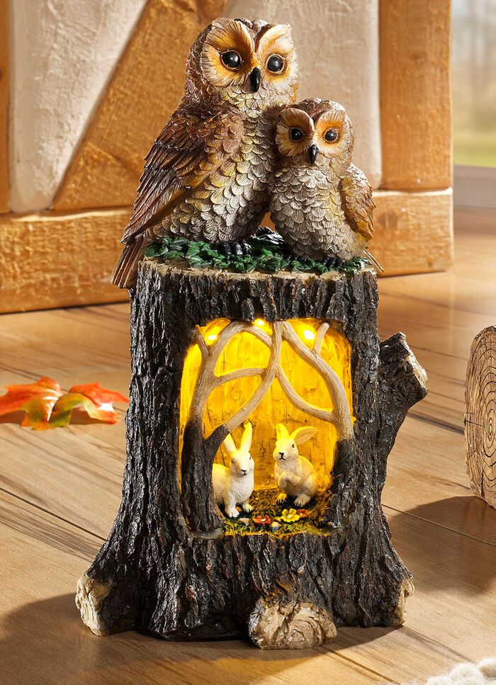 Verlichte boomstam BRUIN-BEIGE