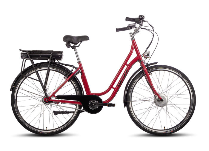 Tijdloze, elegante stads-e-bike met comfortabele eigenschappen ROT