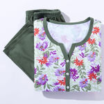 Pyjama met knoopsluiting en 3/4-mouwen WIT-OLIJF-MEERKLEURIG