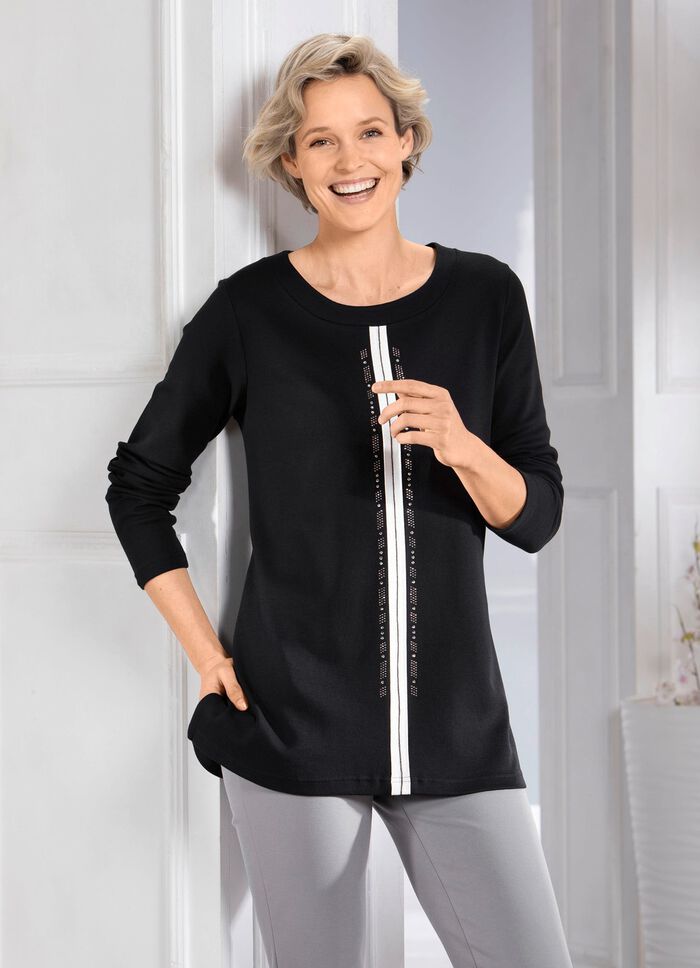 Sweatshirt met contrasterende decoratieve band 