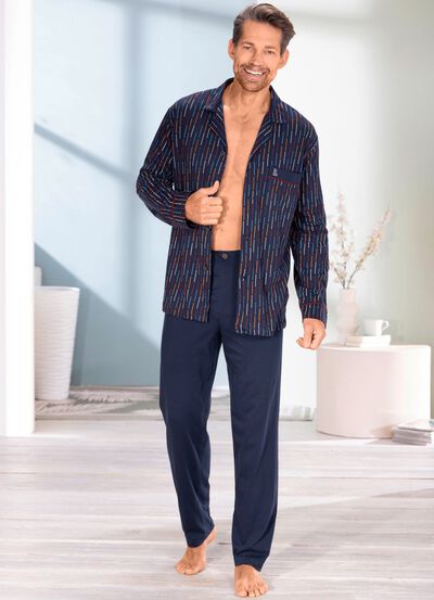 Pyjama van pastunette voor heren met doorknooptop 