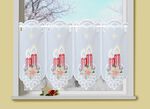 Korte venstervitrage met geborduurd kerstmotief 