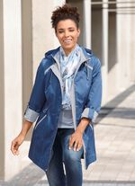 Lange jas met oprolbare mouwen 