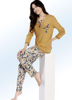 Pyjama met knoopsluiting en open manchetten