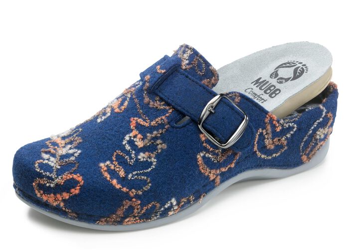 Mubb pantoffels met borduurpatroon BLAUW