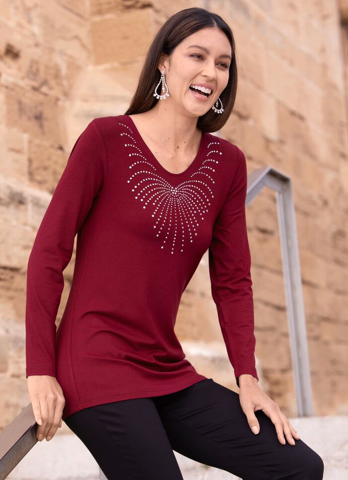 Shirt met ronde V-hals in 4 kleuren 