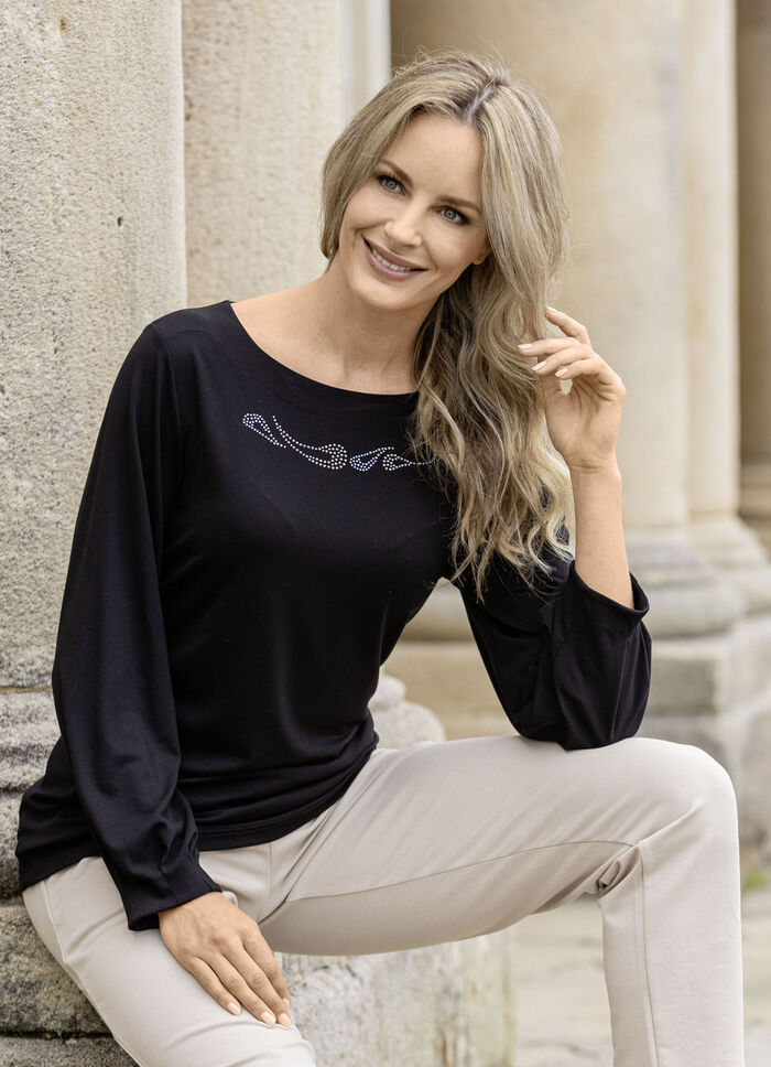 Shirt met verfijnde plooiranden 