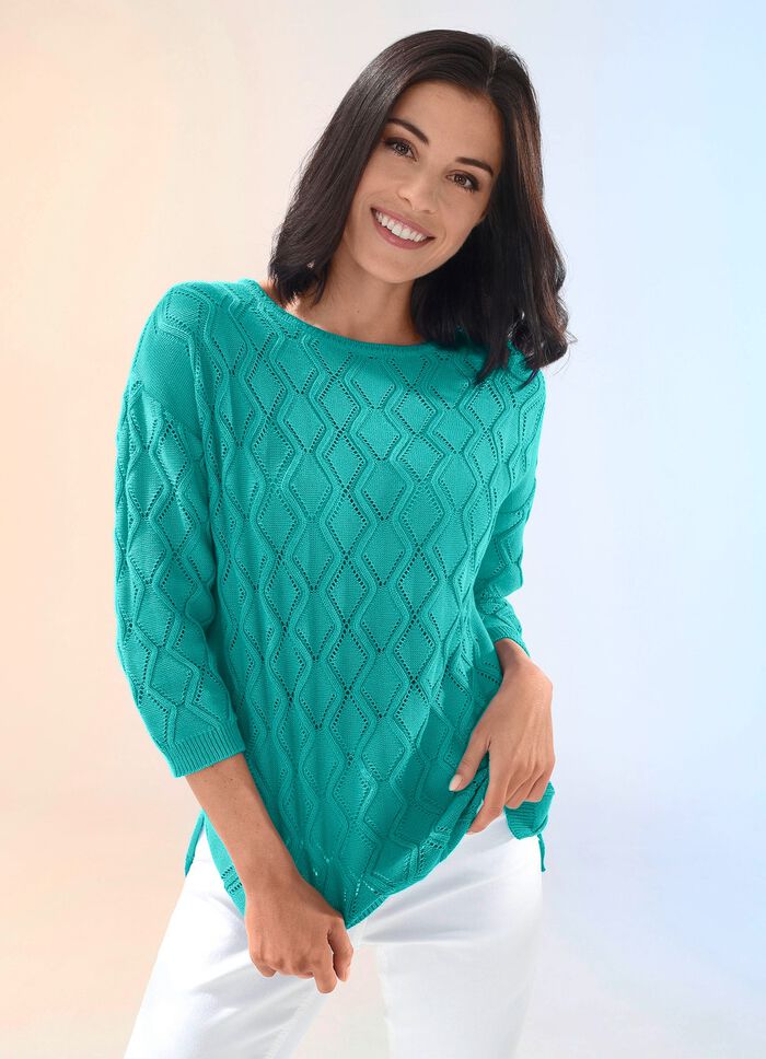 Trui met ajourmotief en structuurpatroon 