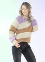 Trui in pareltand CRÈME-KAMEEL-LILA
