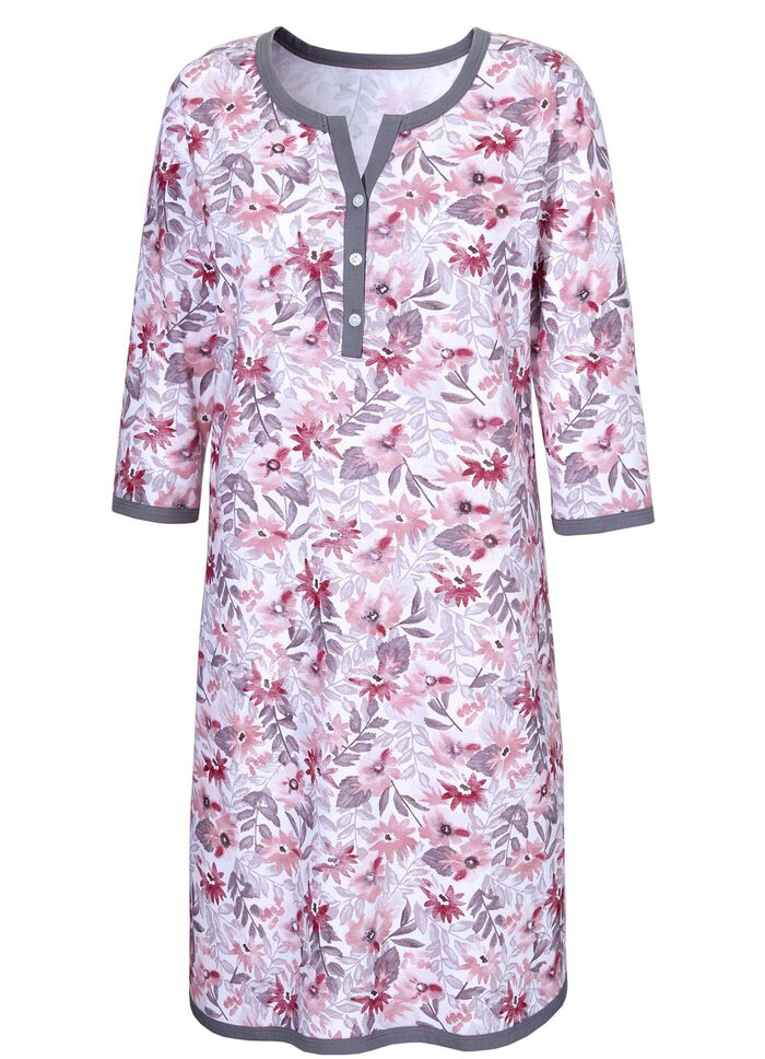 Nachthemd met knoopsluiting en 3/4-mouwen 