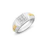 Hoogwaardige herenring in bicolor met diamanten 