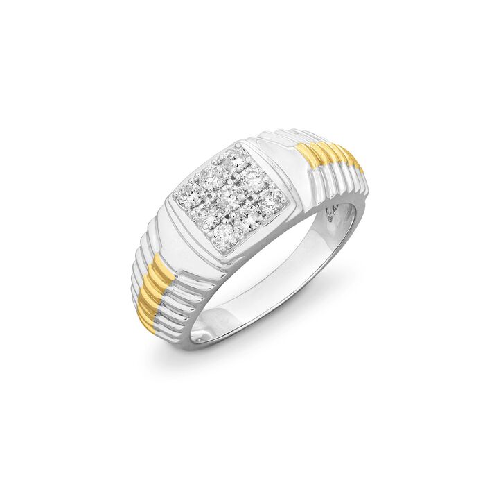 Hoogwaardige herenring in bicolor met diamanten 