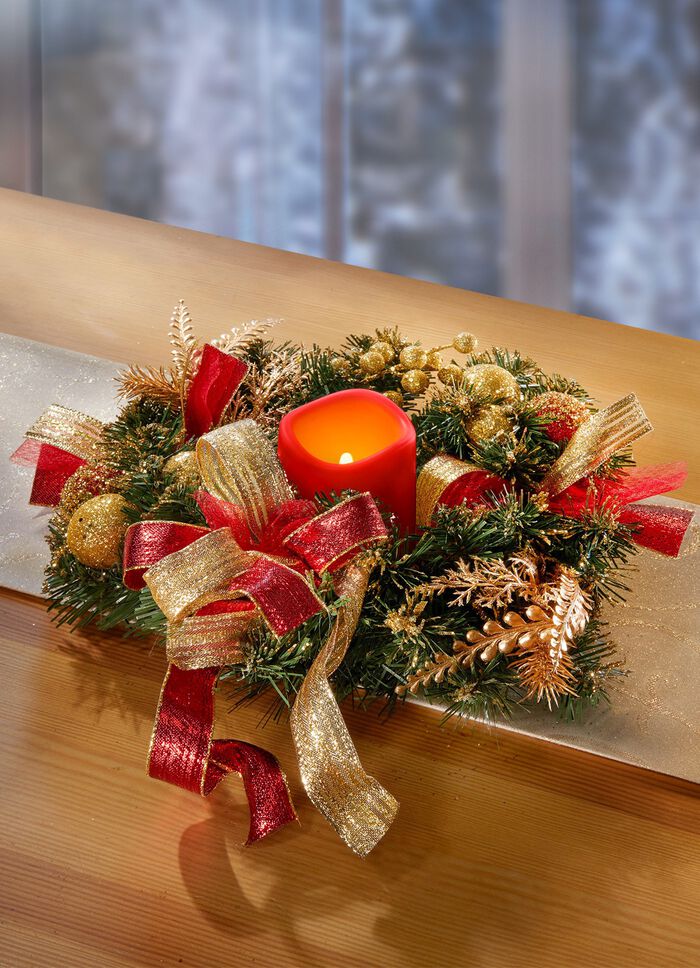 Dennenkrans met LED-kaars 