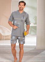 Shorty met V-hals en geprint motief 