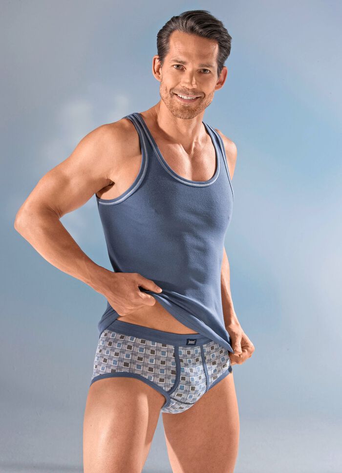 Set van vier onderhemden van fijne ribstof, effen 