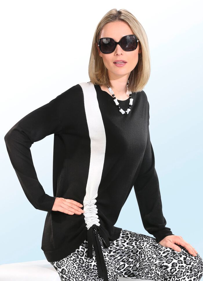 Trui met decoratieve strepen en ruches aan de voorkant 