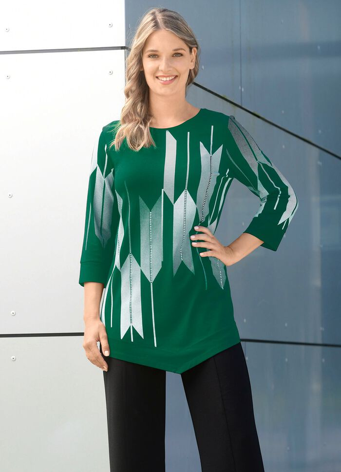 Shirt met contrastprint GROEN-WIT
