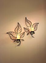 Wandkandelaar, set van 2, met LED kaarsen van echt was 