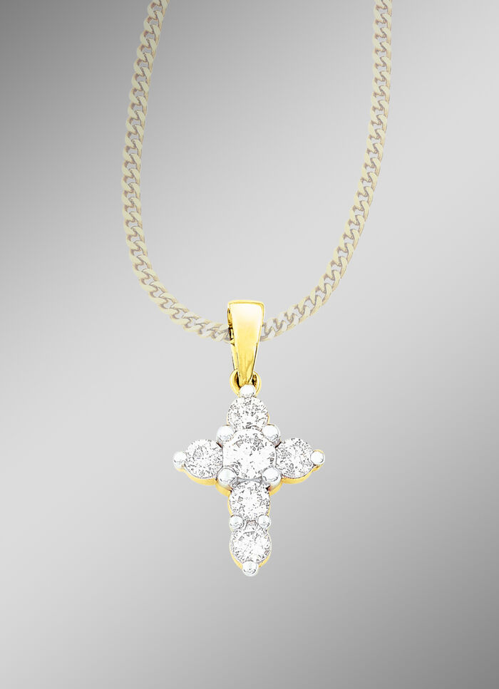 Klassieke kruishanger met 6 diamanten 