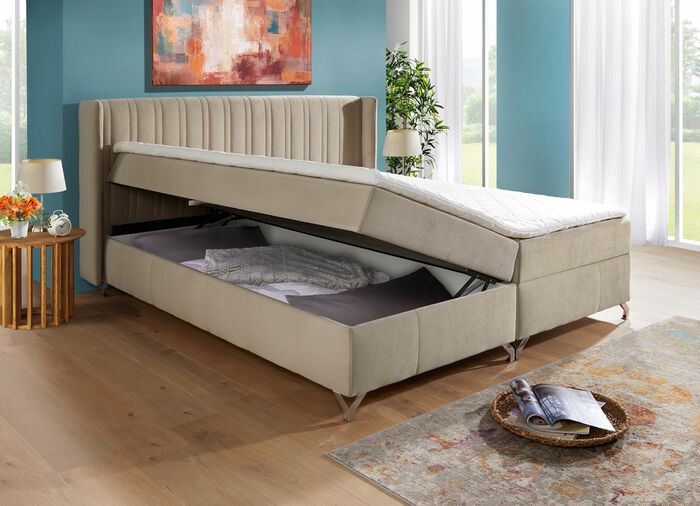 boxspringbed met bedkast en topper CR&Egrave;ME