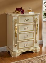 Italiaanse commodeserie met ingelegde vrouwenbeelden 