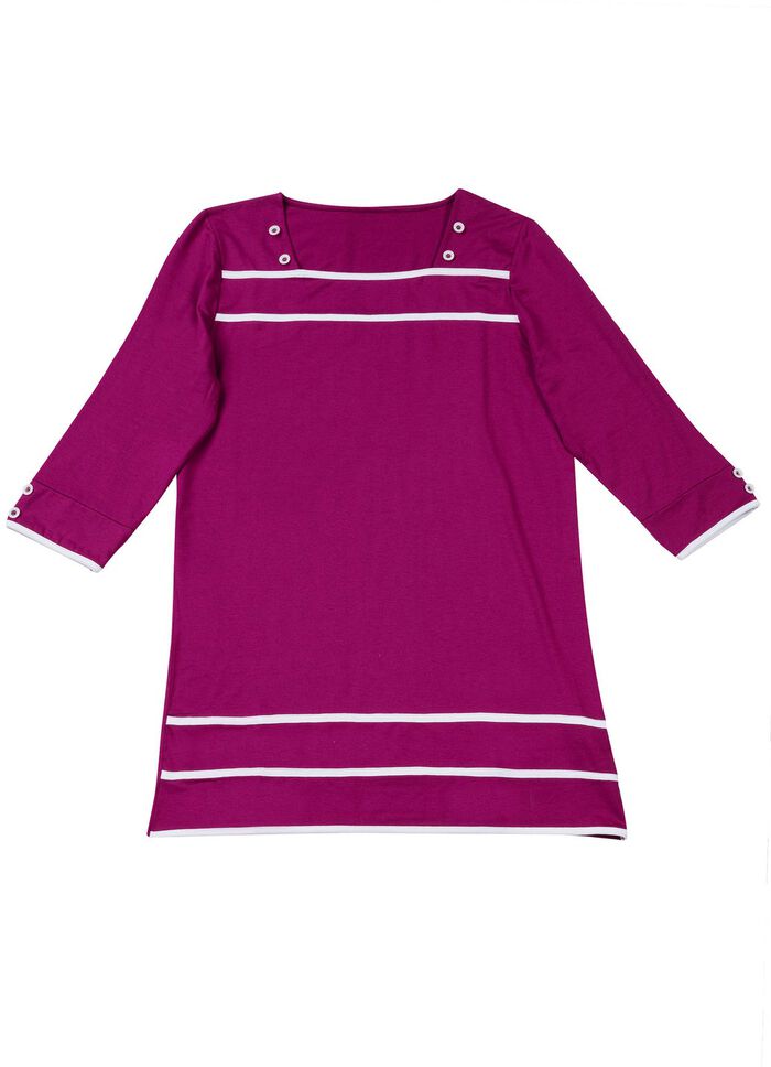 Lang shirt met vierkante halslijn in 3 kleuren FUCHSIA