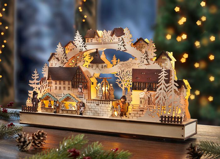 Kaarsenboog met LED-verlichting en kerstmuziek 