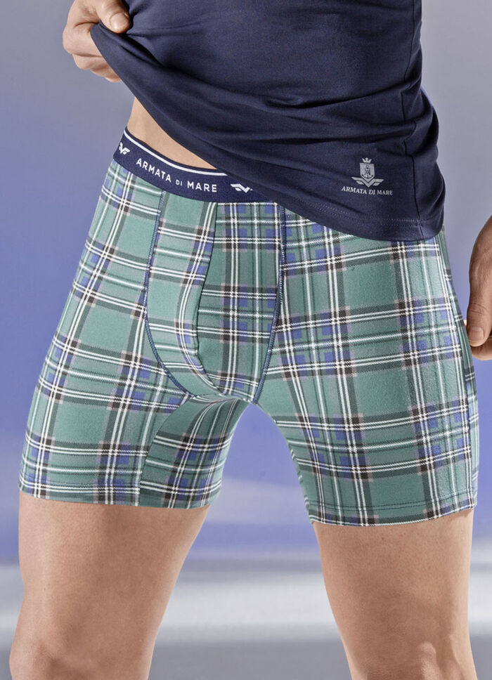 Pack van drie broeken, geruit met elastische tailleband 