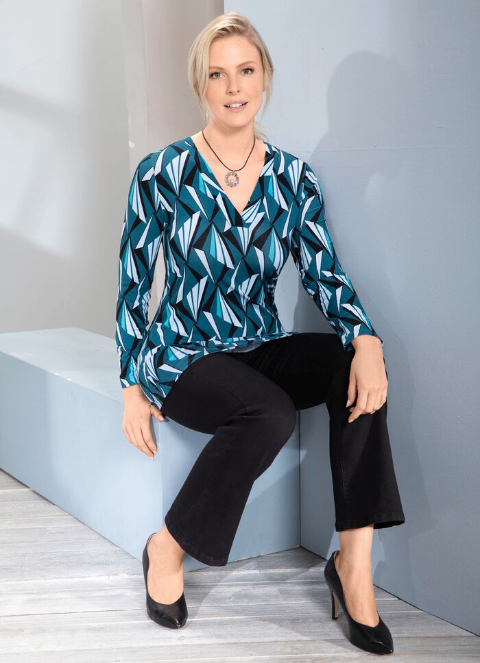 Overhemd met allover patroon in 2 kleuren BenzEL BLAUW