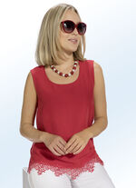 Top met kanten rand in 4 kleuren 