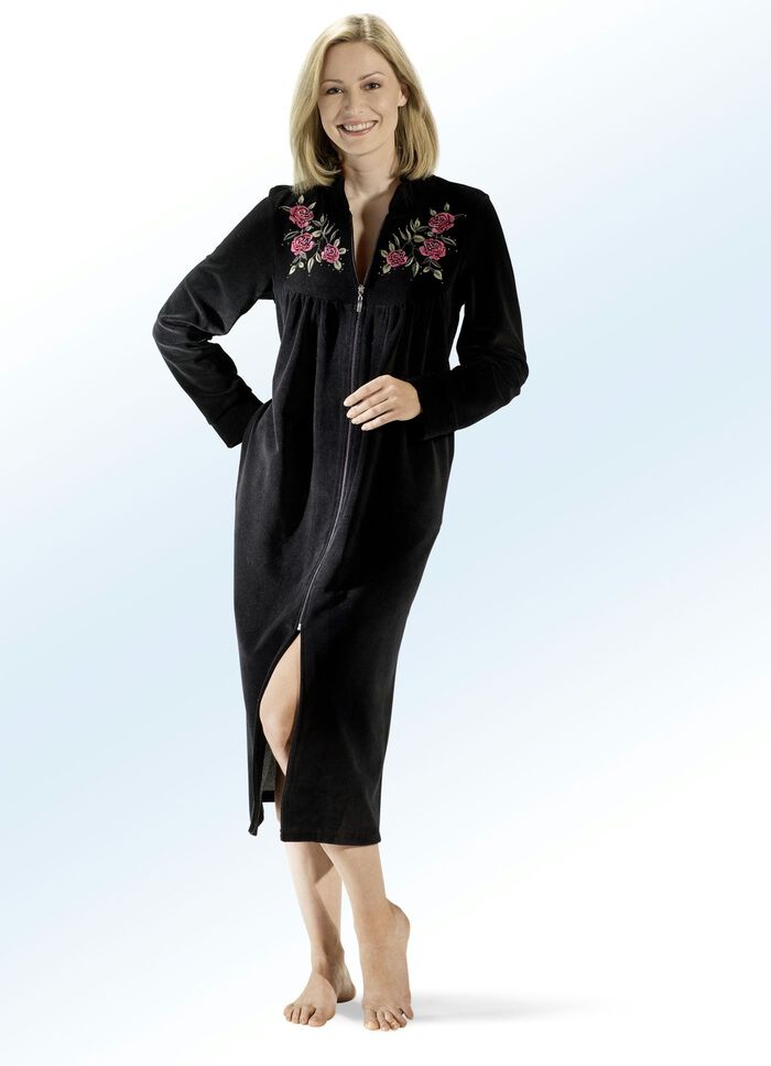 Kamerjas met borduursel en strassversiering ZWART