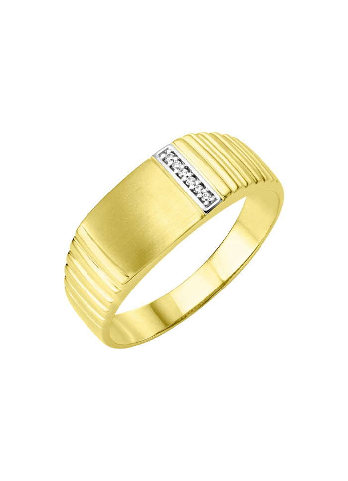 Gematteerde herenring met 6 diamanten 