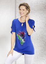 Shirt met V-split in 2 kleuren KONINGSBLAUW