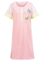 Set van twee nachthemden, met korte mouwen en knoopsluiting ROZE/MINT